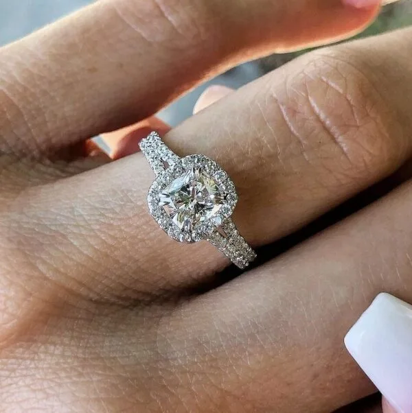 Cushion Halo Engagement Ring