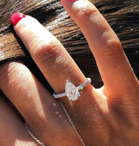 Pear Solitaire Anniversary Ring