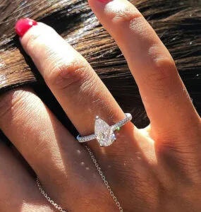 Pear Solitaire Anniversary Ring