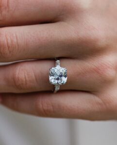 2.5Ct White Cushion Cut Three Stone Engagement Ring | Promise Ring For Her