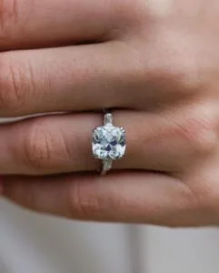 2.5Ct White Cushion Cut Three Stone Engagement Ring | Promise Ring For Her