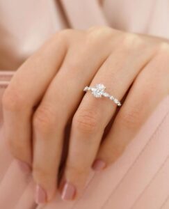 White Oval Cut Solitaire Ring