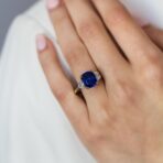 Blue Cushion Engagement Ring