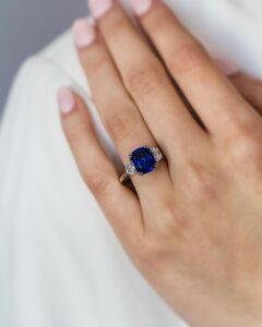 Blue Cushion Engagement Ring