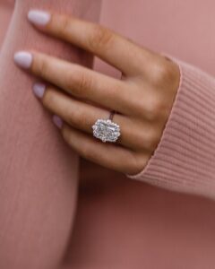 3.1Ct White Radiant Cut Halo Wedding Ring For Her | Gift For Mother Ring