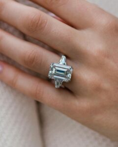Fancy 3.5Ct White Emerald Cut Three Stone Wedding Ring | Engagement Ring For Women