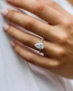 New 3Ct White Pear Cut Solitaire Wedding Ring | Forever One Gift Ring