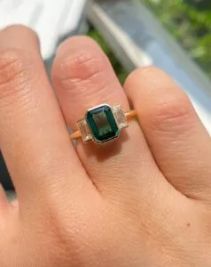 Emerald Bezel Engagement Ring