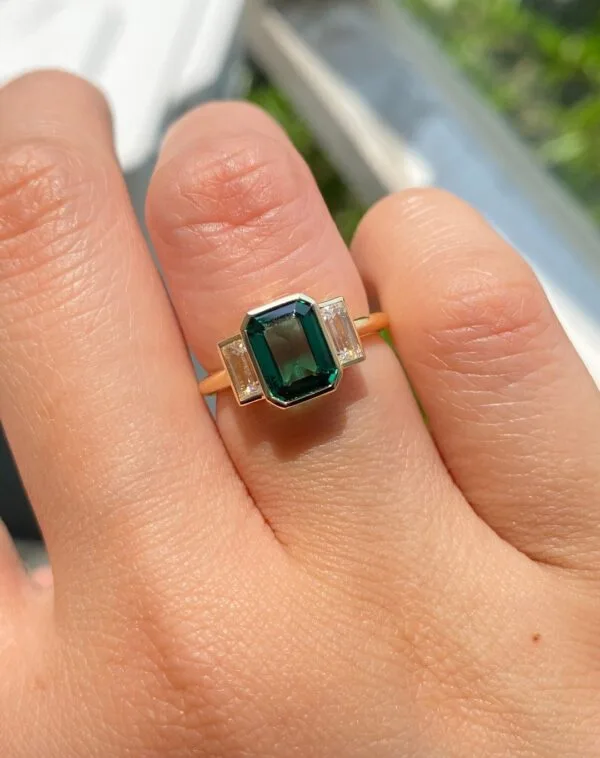 Emerald Bezel Engagement Ring
