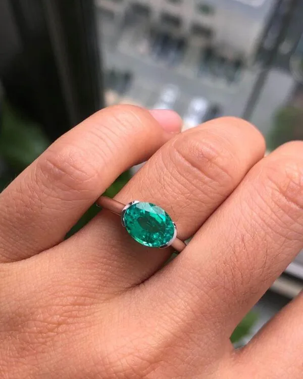 Green Oval Promise Ring