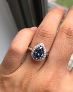 Blue Pear Bezel Ring
