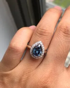 Blue Pear Bezel Ring