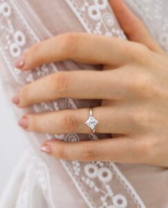1.60Ct White Princess Cut Solitaire Engagement Ring | Promise Gift Ring For Her
