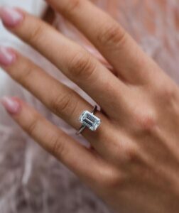 Simple 2.2Ct White Emerald Cut Solitaire Anniversary Ring | Party Wear Ring