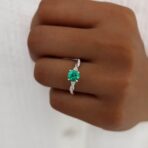Green Round Engagement Ring
