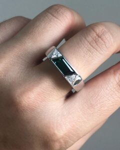 Green Emerald Engagement Ring