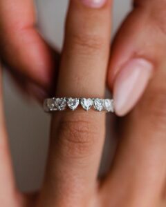 1.50Ct White Heart Cut Prong Wedding Band For Her | Proposal Full Eternity Band