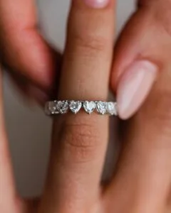 1.50Ct White Heart Cut Prong Wedding Band For Her | Proposal Full Eternity Band
