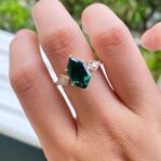 Green Hexagon Wedding Ring