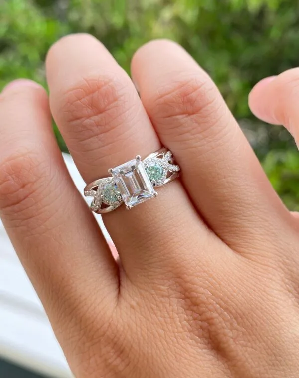 Emerald Three Stone Ring