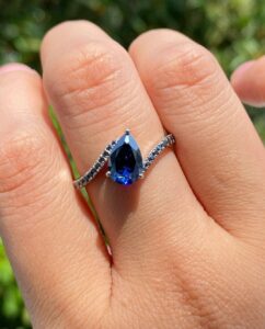 Pear Solitaire Anniversary Ring