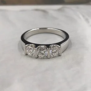 Round Cut Three Stone Ring