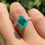 Green Pear Solitaire Ring