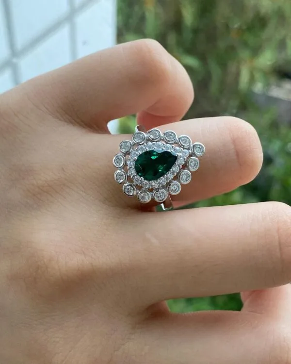 Green Pear Promise Ring