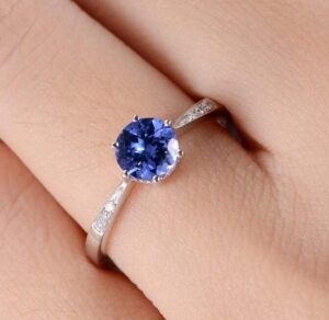 Blue Round Proposal Ring