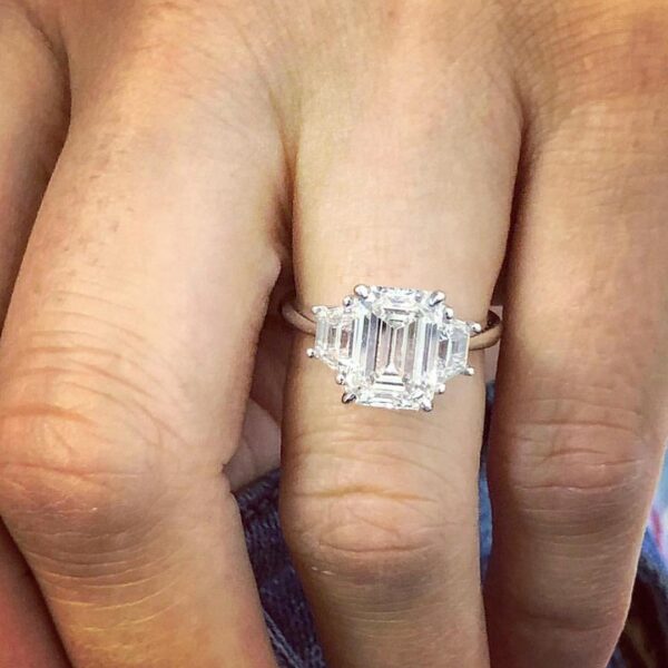 Emerald Cut Three Stone Ring