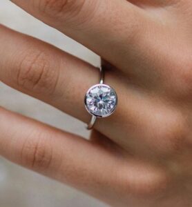 White Round Bezel Promise Ring