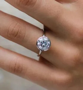 White Round Bezel Promise Ring