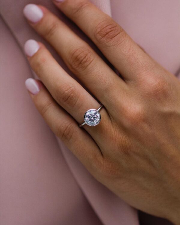 Trendy 2.50Ct White Round Cut Bezel Promise Ring | Perfect Ring For Girlfriend - Image 7