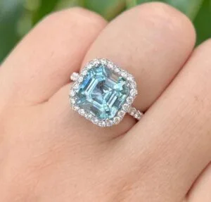 Asscher Halo Engagement Ring
