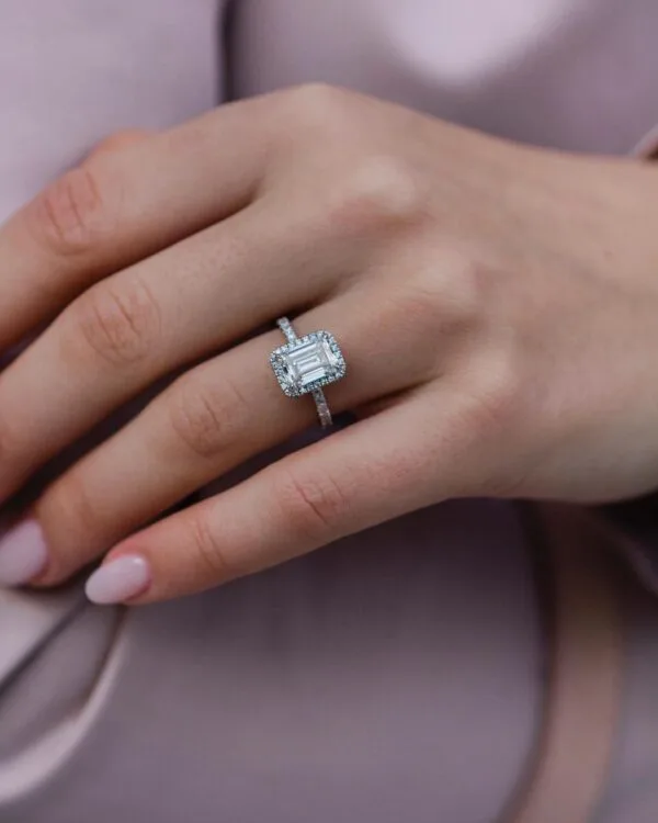 Emerald Halo Anniversary Ring