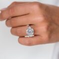 White Emerald Cut Three Stone Ring