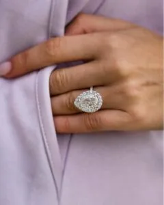Pear Halo Party Wear Ring