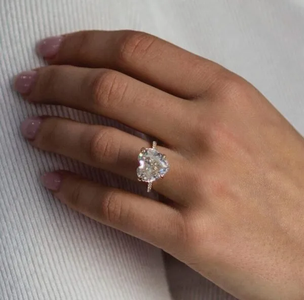 White Heart Solitaire Ring