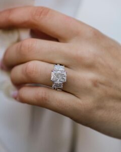 Radiant Three Stone Ring
