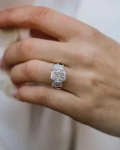 Radiant Three Stone Ring