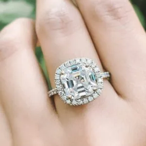 Asscher Halo Promise Ring