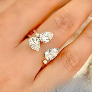 Pear Three Stone Ring
