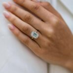 White Emerald Halo Ring