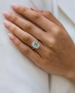 White Emerald Halo Ring
