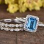 Emerald Halo Ring Set