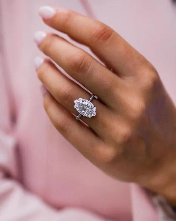 White Oval Wedding Ring
