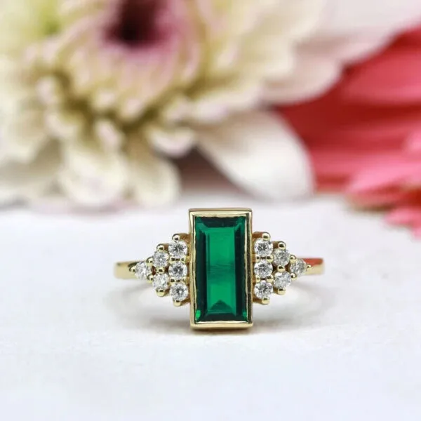 Emerald Bezel Anniversary Ring