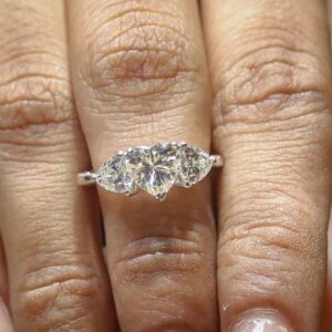 Heart Three Stone Ring