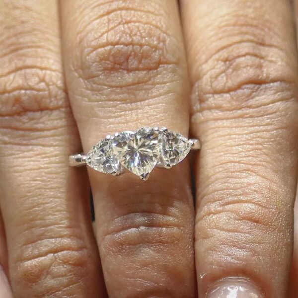Heart Three Stone Ring