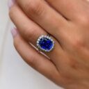 Blue Cushion Wedding Ring